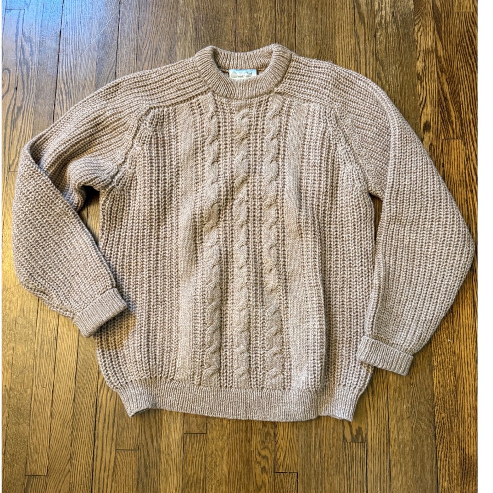 Edinburgh Woollen Mill Pure Wool Vintage 80s Fisherman Cable Knit Sweater Womens